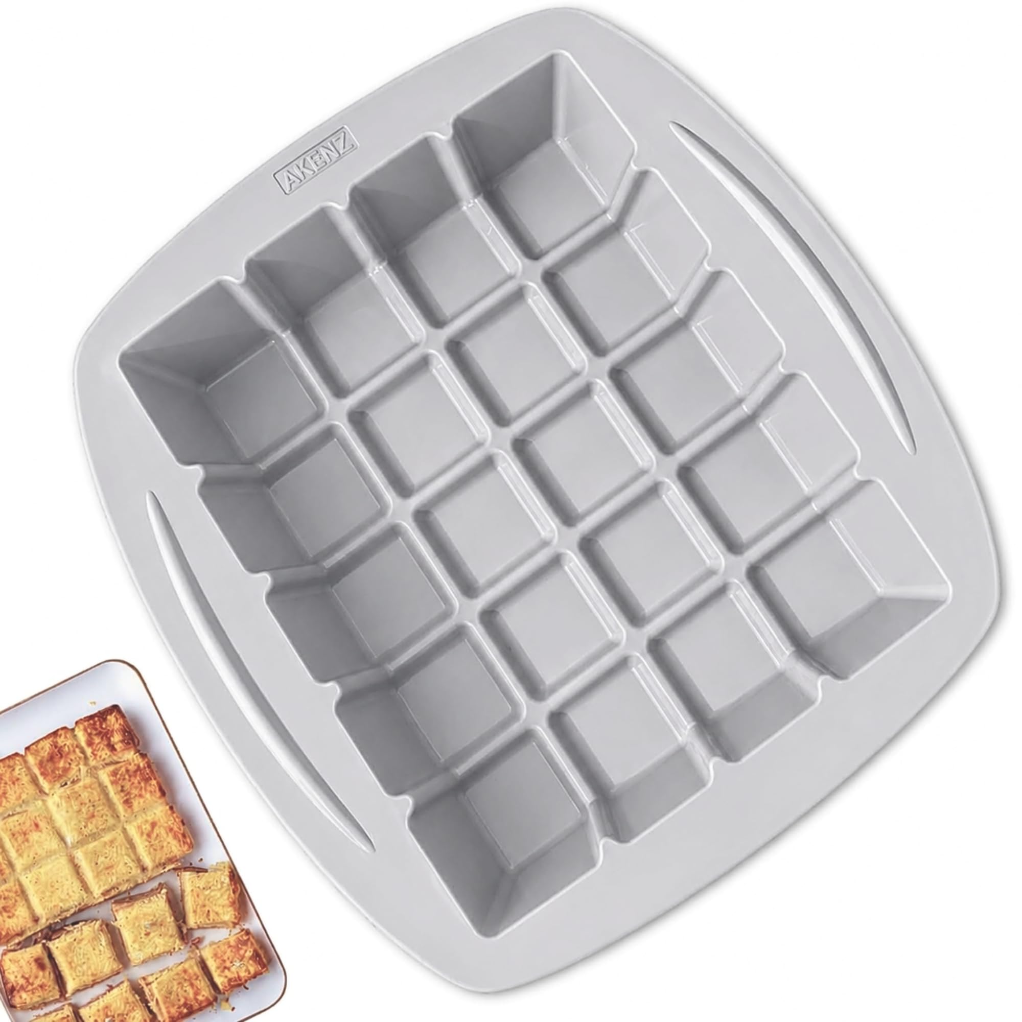 AKENZ - Molde de silicona para tableta de chocolate XXL – Cubo cuadrado pastel y pastel | Silicona platinium LFGB sin BPA, antiadherente, compatible con Cake Factory Infinity XXL + eBOOK incluido