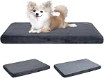 EMPSIGN Matelas de lit de chien réversible (Cool & Chaud), Doublures anti-eau, Couverture lavable à la machine amovible, Lit de caisse de soutien pour animaux de compagnie pour petits à grands chiens, peluche courte marine/Canvas Gray
