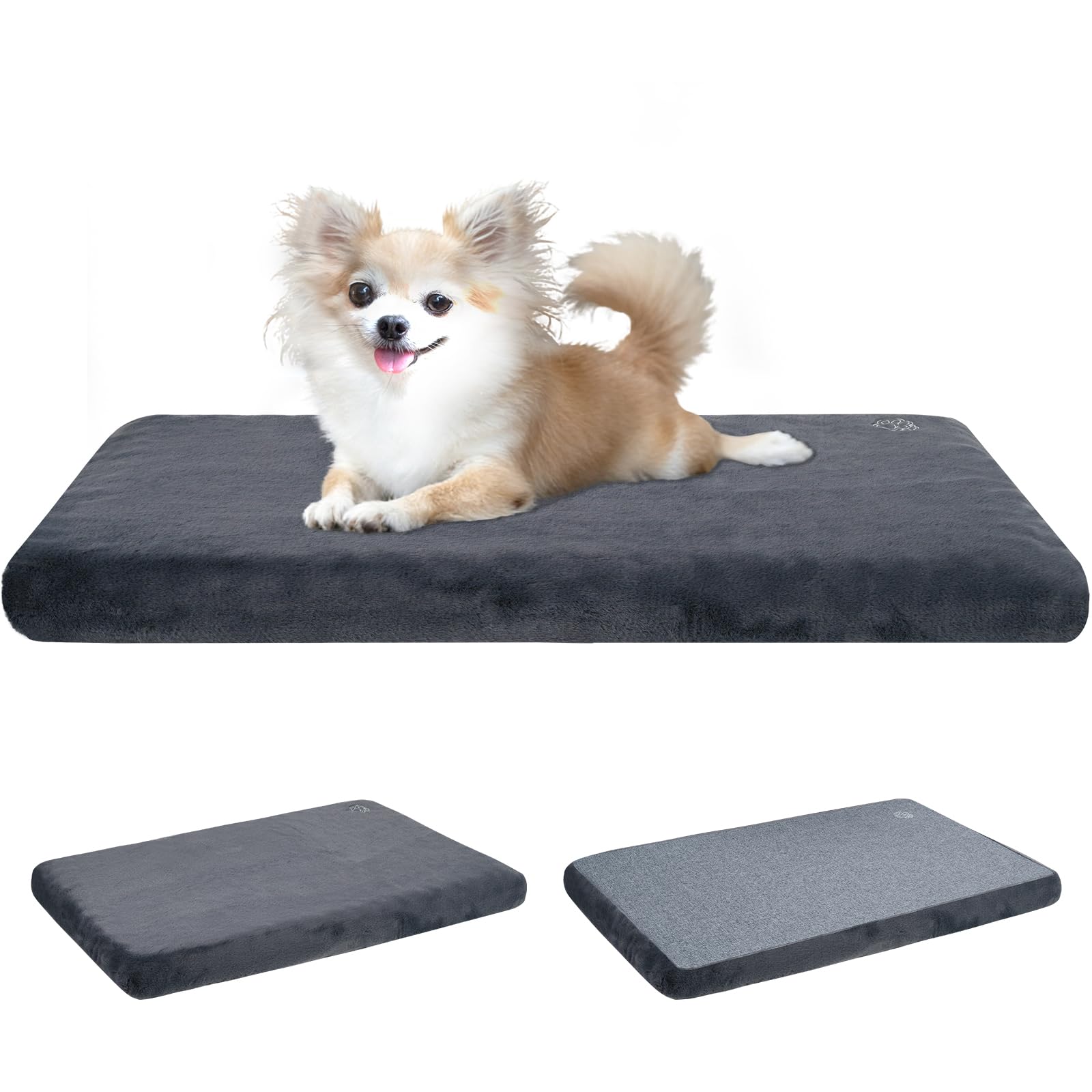 EMPSIGN Reversible Dog Cushion (Hot and Cold), Waterproof Mat for Small Dogs (59 x 41 x 7.5 cm), High Density Foam Dog Bed, Dog Mattress with Cover