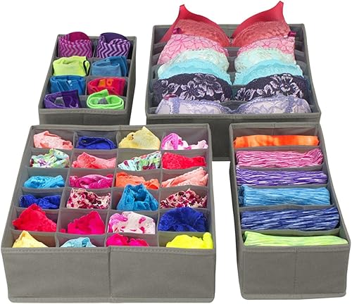 Miniatura 8 de Conjunto de 4 separadores de cajones plegables Sorbus, cajas de almacenamiento, organizadores de clóset, organizador para debajo de la cama