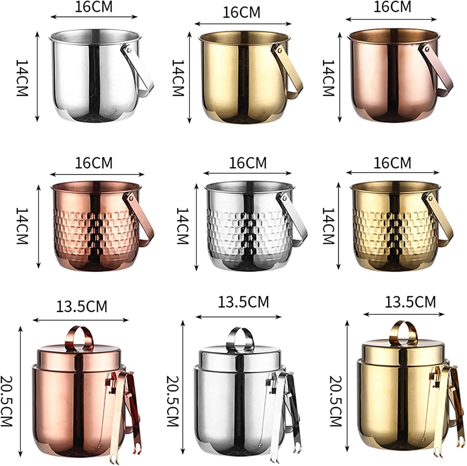 Ice Bucket,Ice Bucket with Lid and Ice Tongs,Ice Bucket,Double Walled Stainless Steel Insulated Ice Buckets,Including Ice Tongs and Lid,Comf