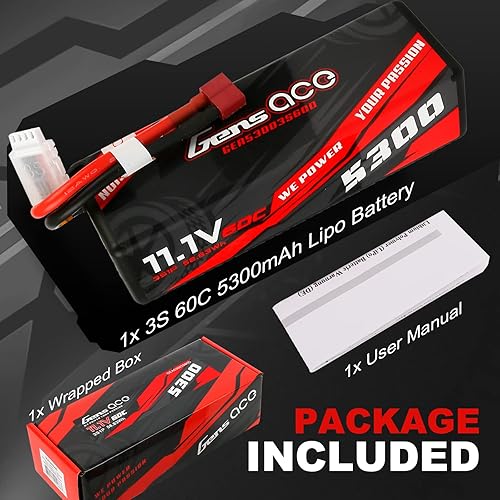 Miniatura 6 de Gens ace 3S Lipo Batería 11.1V 60C 5300mAh Lipo Batería HardCase con Deans Plug para RC Car
