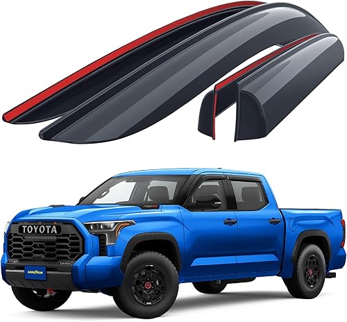 Goodyear Deflectores de ventana inastillables para Toyota Tundra 2022-2023 CrewMax, protectores de lluvia con cinta, viseras de ventana, visera