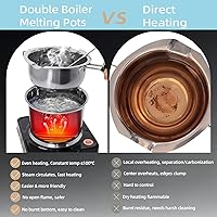 Vista 3 de Olla profesional de doble caldera de 40.6 fl oz/40.6 onzas, olla de fusión de chocolate de acero inoxidable 304 con placa caliente eléctrica de 1000