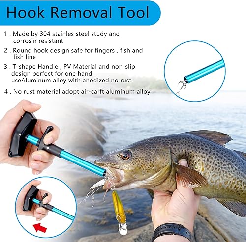 Miniatura 6 de Sosation Kit de herramientas de pesca de 134 piezas, equipo y equipo de pesca, alicates de pesca, herramienta removedor de anzuelos, juego de pinzas