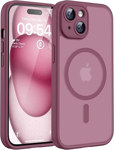 Miniatura 96 de TOCOL Funda magnética para iPhone 15, protección completa mejorada de la cámara, compatible con Magsafe, protección contra caídas, translúcida mate,