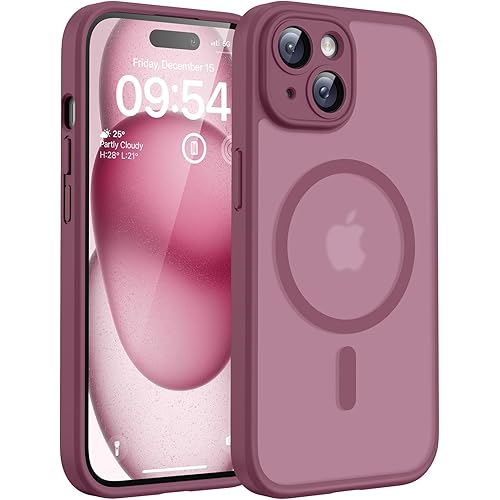 TOCOL Magnetic for iPhone 15 Plus Case, Upgraded Full Camera Protection, Compatible with Magsafe, Drop Protection, Translucent Matte Back for iPhone 15 Plus 6.7 inch (Plum)