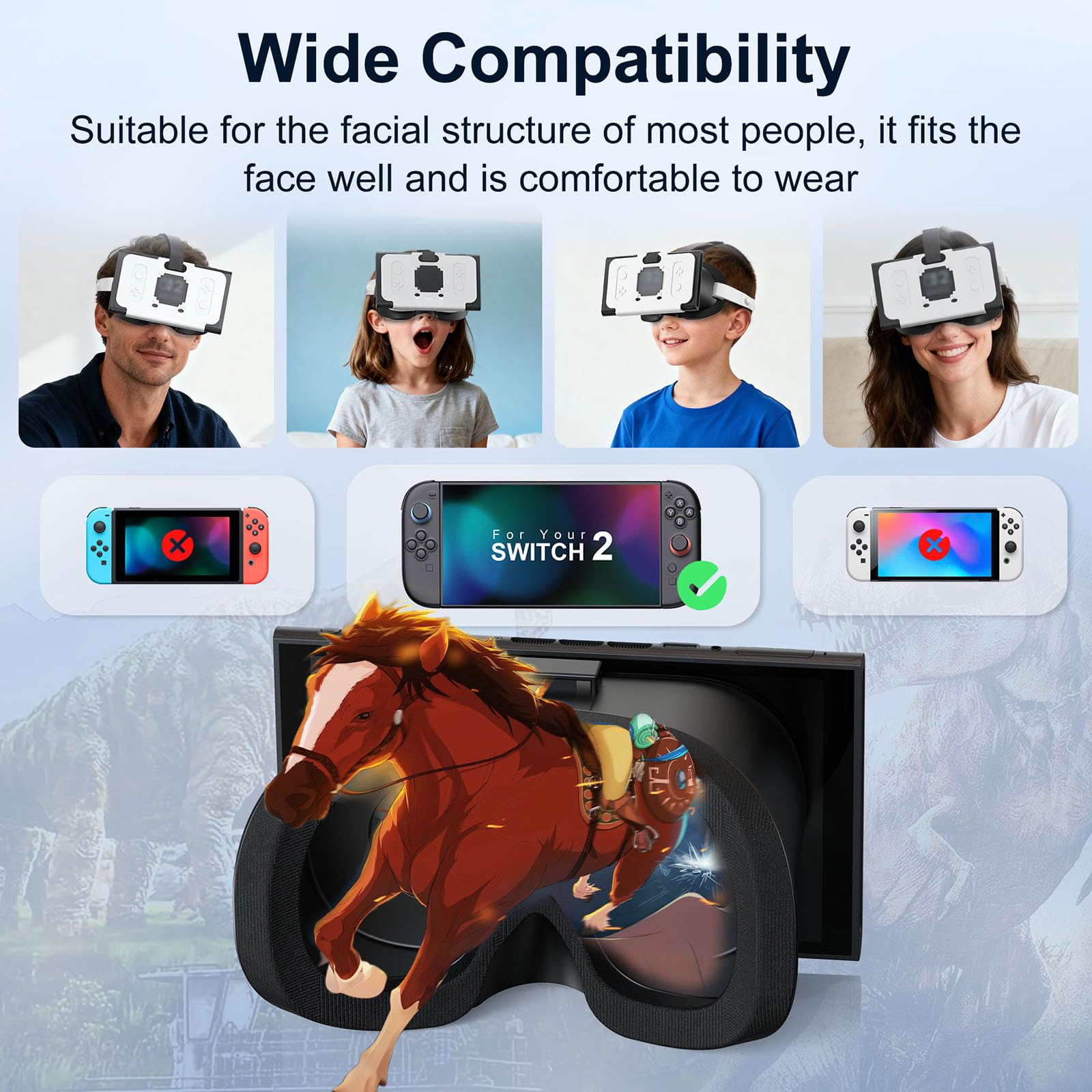 Cuffie VR per Nintendo Switch 2 (2025) Occhiali VR per Realtà Virtuale Aggiornati Occhiali 3D con Lenti HD Regolabili per Distanza Pupillare e Oggetto e Comodo Cinturino per la Testa Edizione