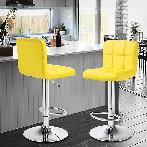 Miniatura 37 de Magshion Juego de 2 taburetes de bar blancos, de piel sintética, con altura de mostrador, sillas de bar tapizadas ajustables giratorias para isla de