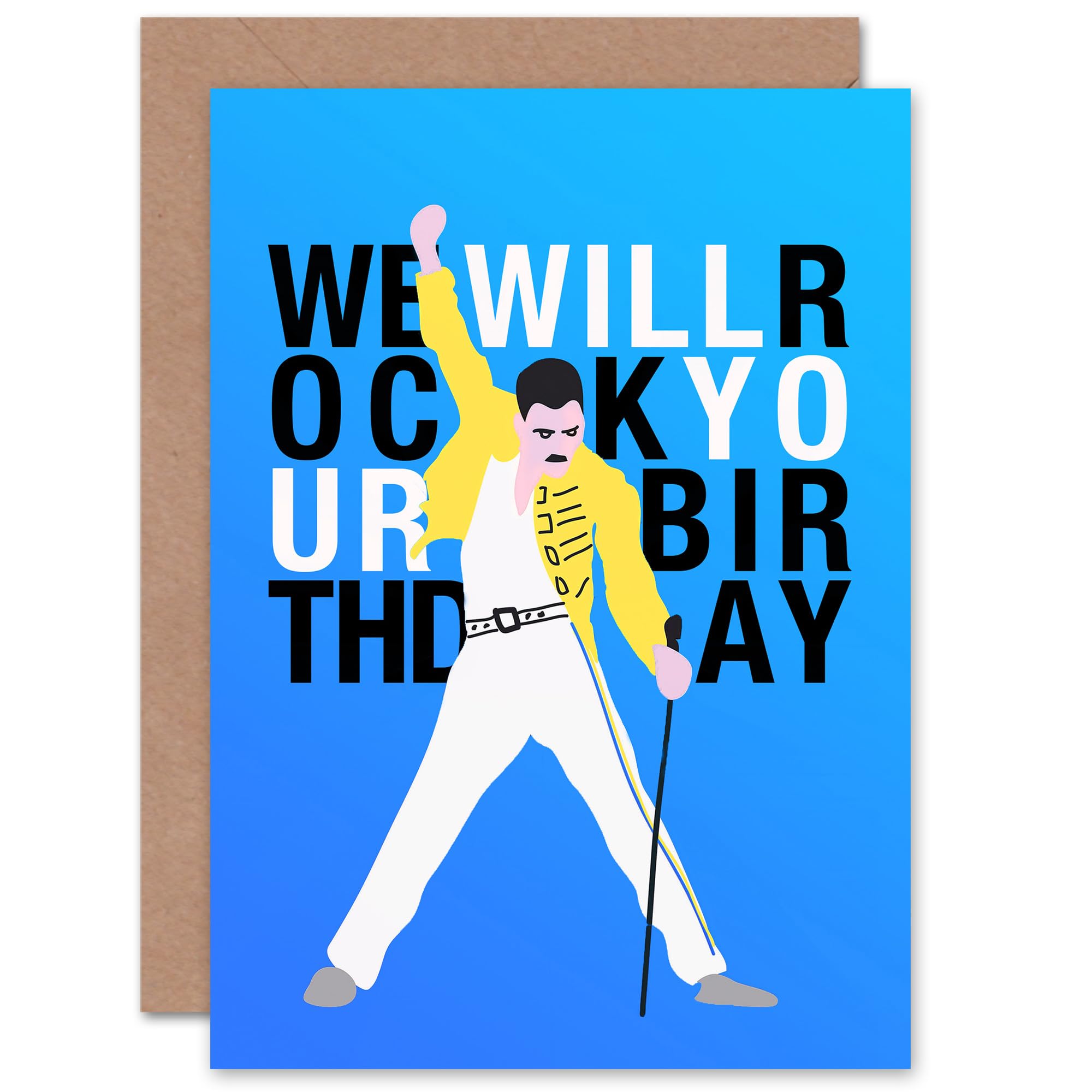 Artery8 Birthday Rock Your Birthday Queen Blue Freddie For Him Her Blank Inside Greeting Card
