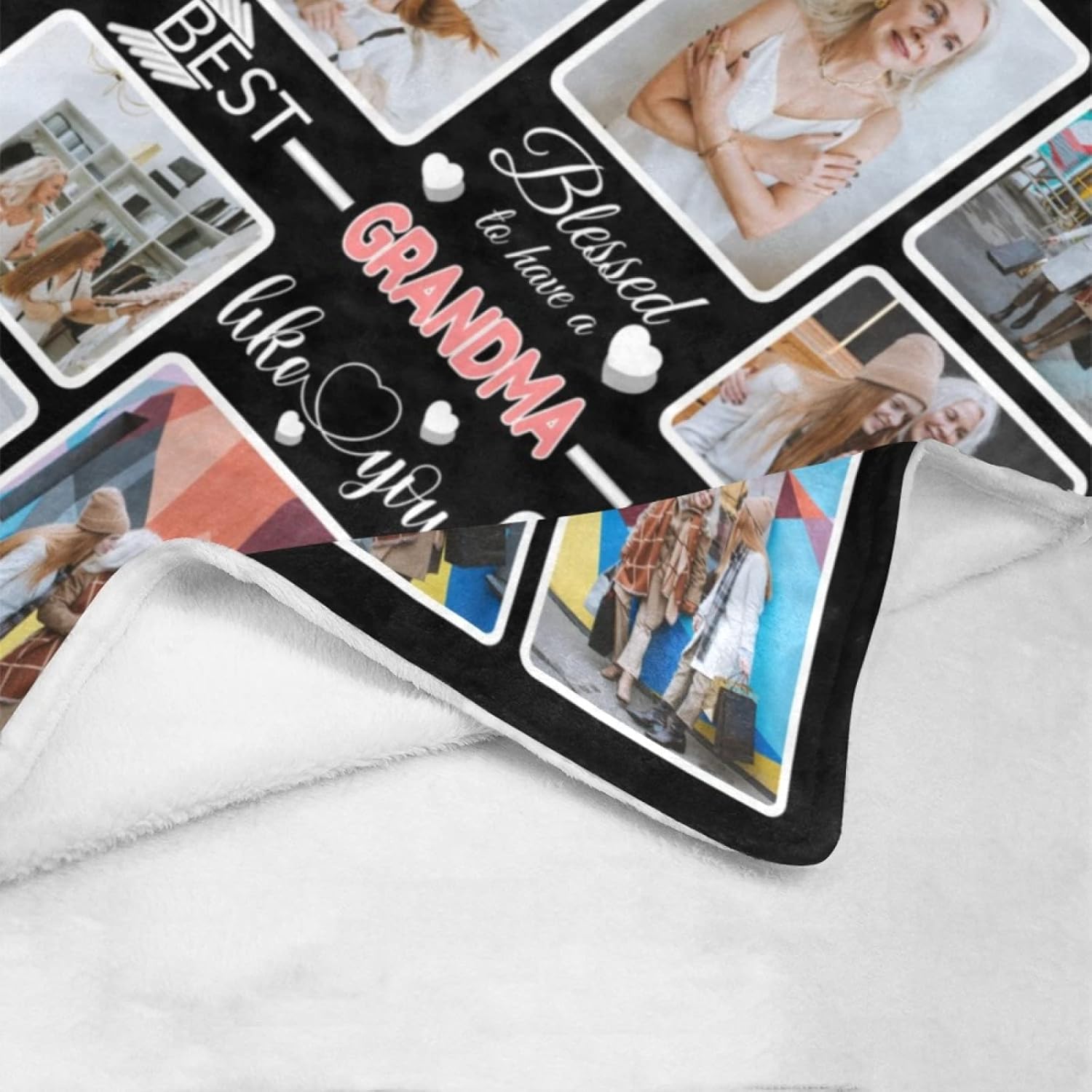 Custom Blanket Gifts for Grandma, Customized Blankets with Photos, Make a Personalized Bed Throws to My Grandma, Custom Souvenir Throw Blanket for Best Grandma Ever, 8 Collages Made in USA - Image 8