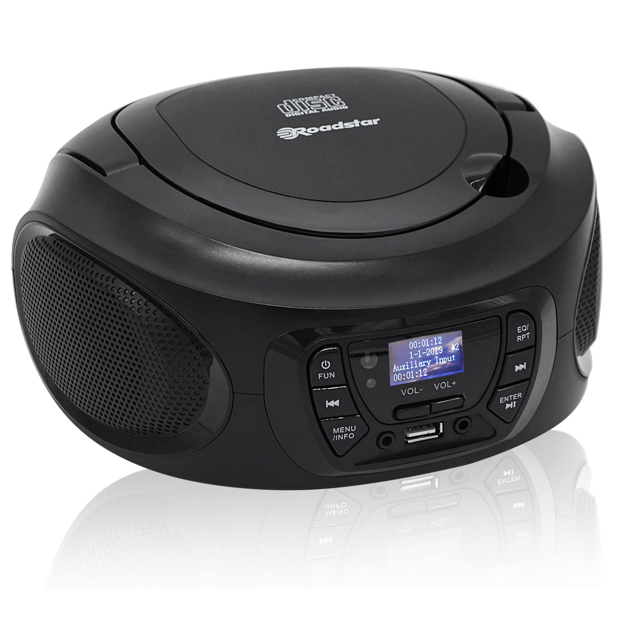 Roadstar CDR-375D+/BK Radio CD Player Portable Dab/Dab+ / FM, Lecteur CD-MP3, CD-R, CD-RW, USB, Stereo, Télécommande, AUX-in, Sortie Casque, Noir