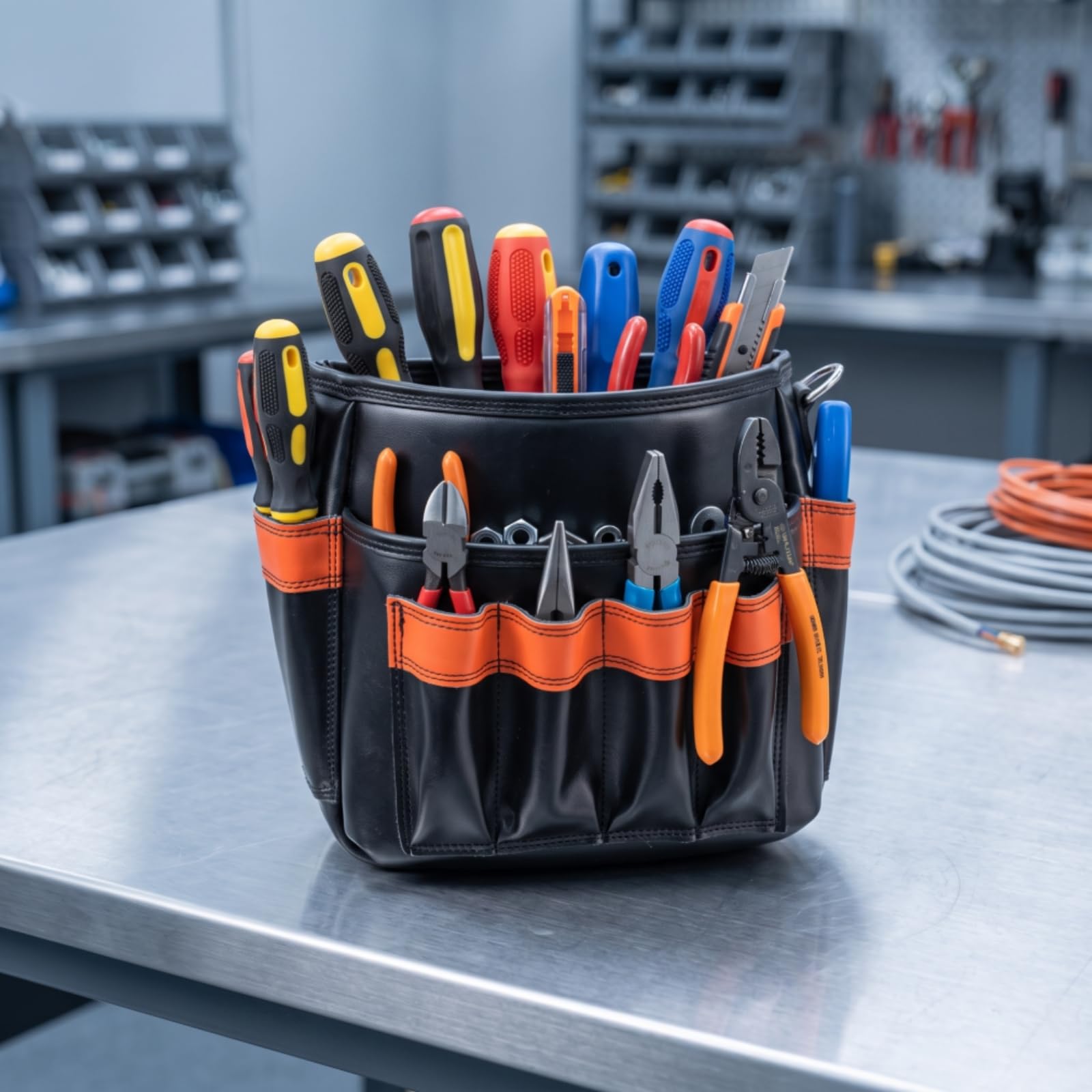 Pochette à Outils Solide Sacoche à Outils Spacieux Trousse pour Installateurs, Chantier