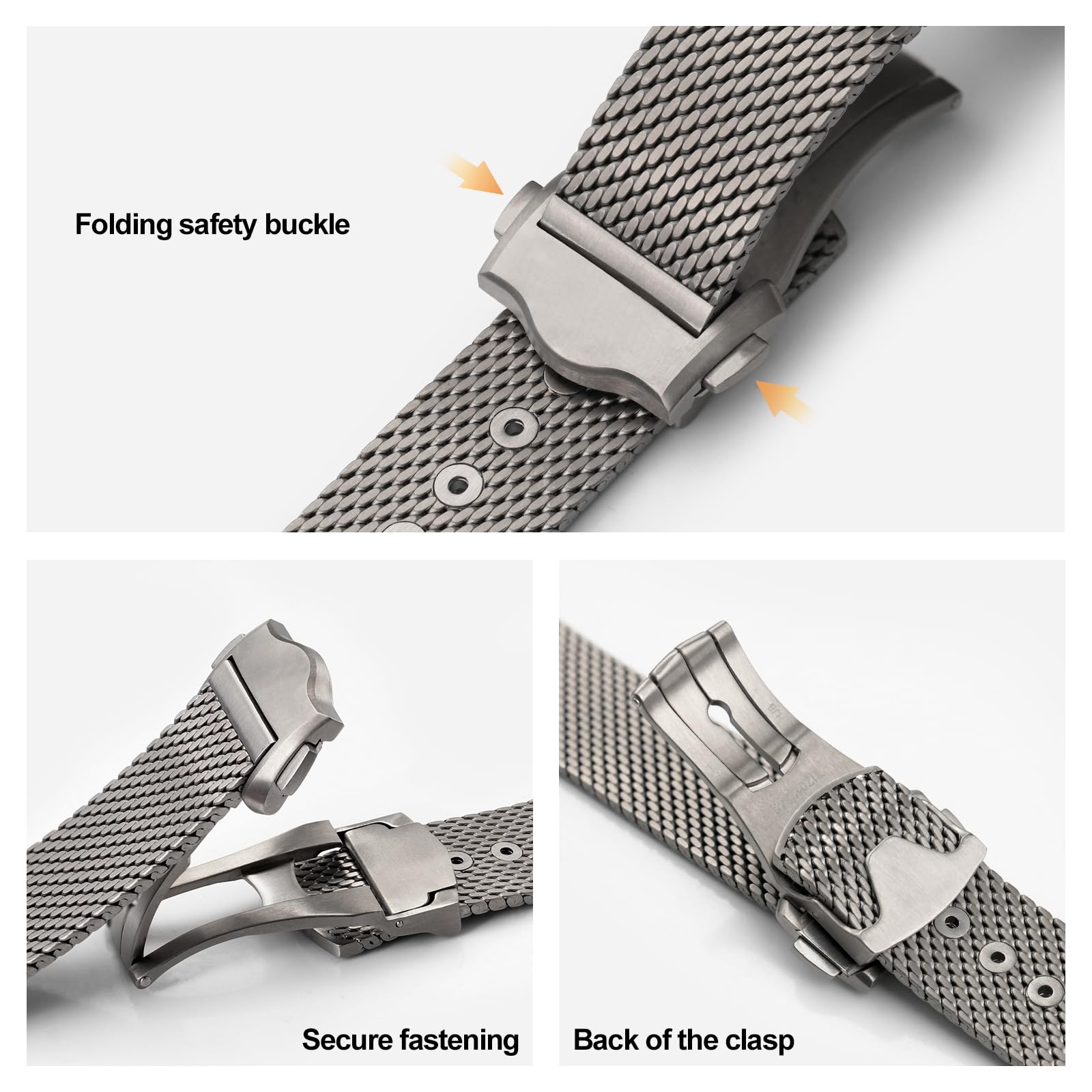 watchdives 20 mm pasek do zegarka z tytanu ze stali nierdzewnej, siateczkowy pasek dla mężczyzn, bransoletka z siateczki, pierwszorzędna, regulowana, tkane metalowe