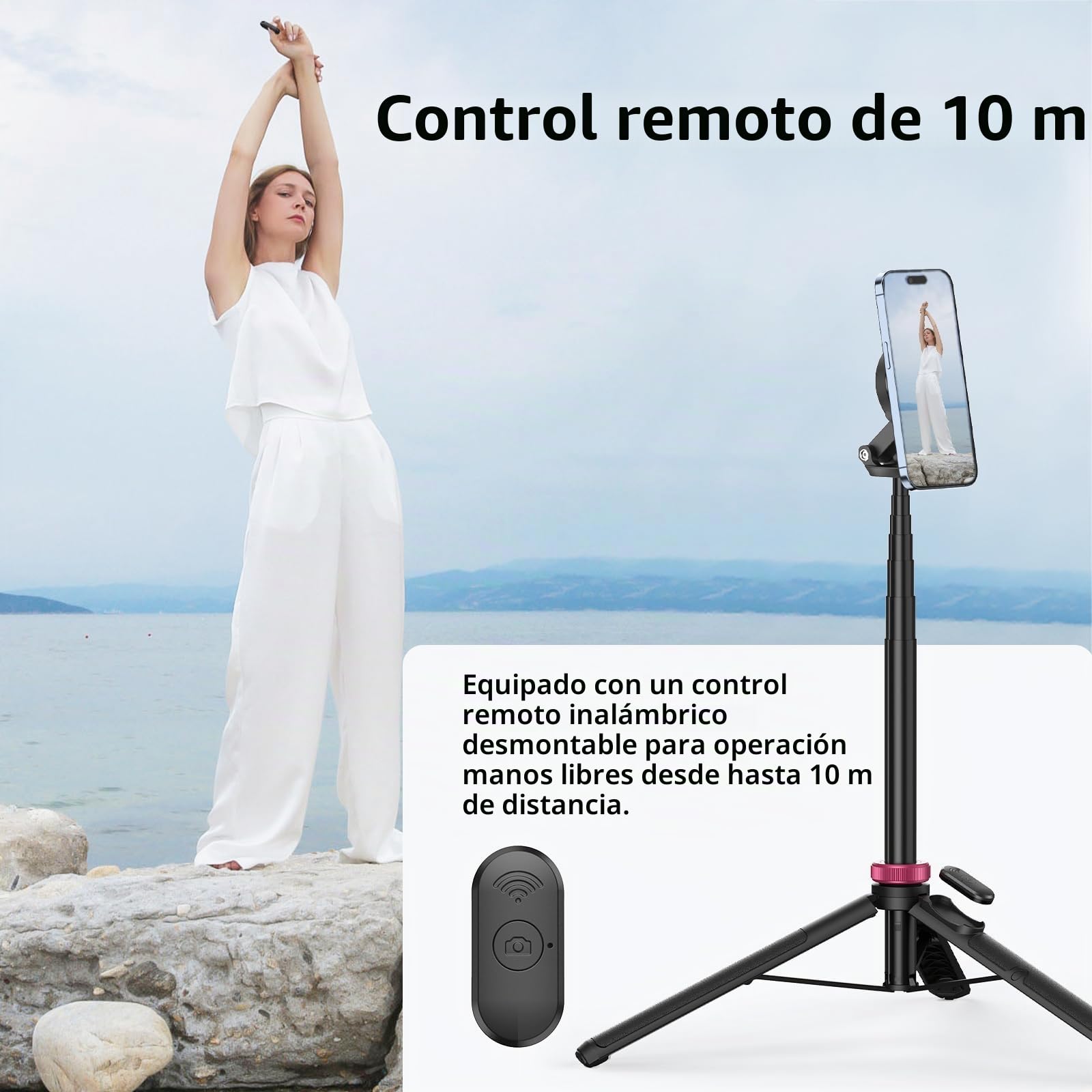 Ulanzi MT-84 Palo Selfie Magnético 153cm, Trípode con Bluetooth Control para iPhone Serie 16/15/14/13/12, Soporte para Trípode para Teléfono Extensible, Soporte Portátil para Selfie/Foto/Vlog