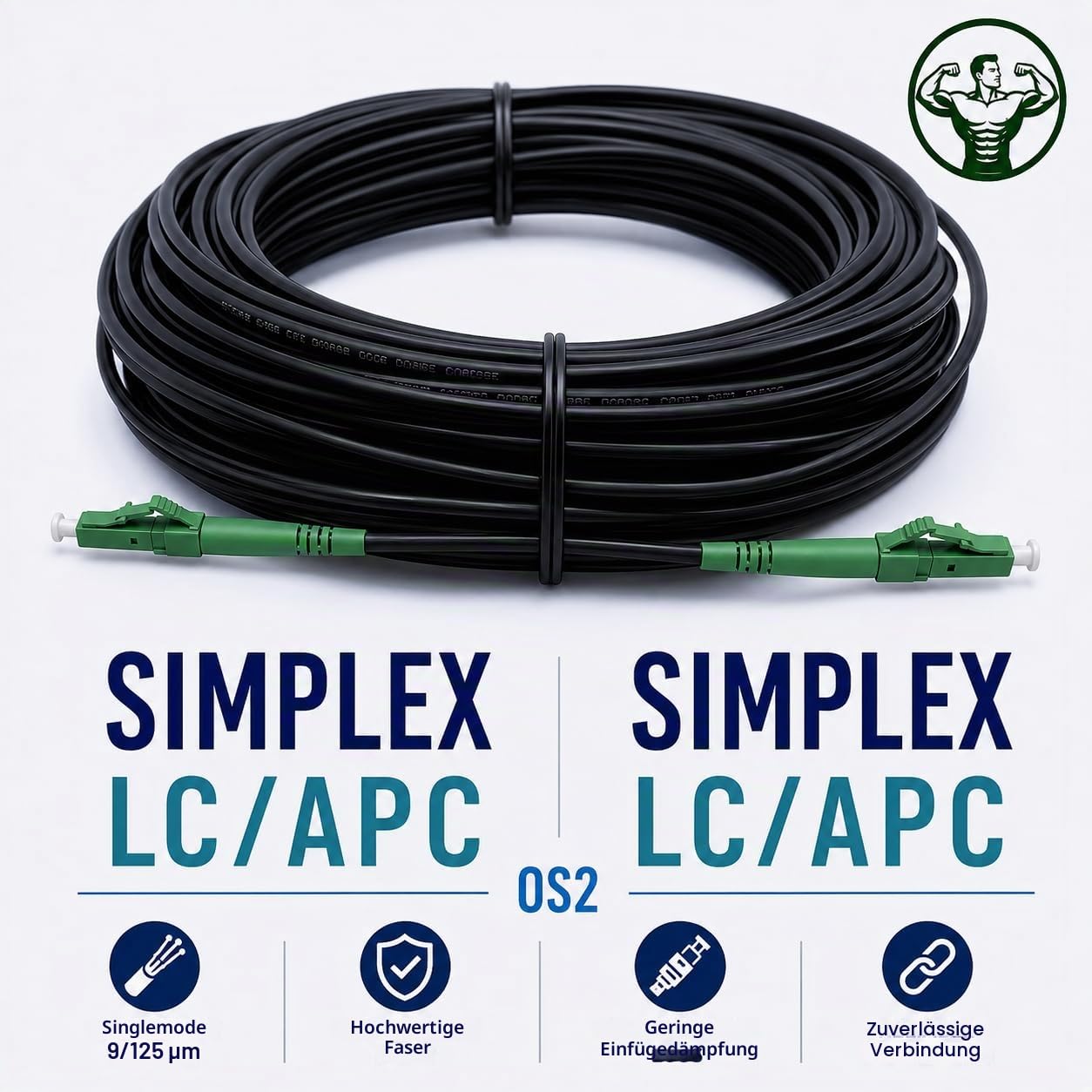 Elfcam® - 100m Gepanzerte Glasfaserkabel LC/APC auf LC/APC Stecker – Bild 3