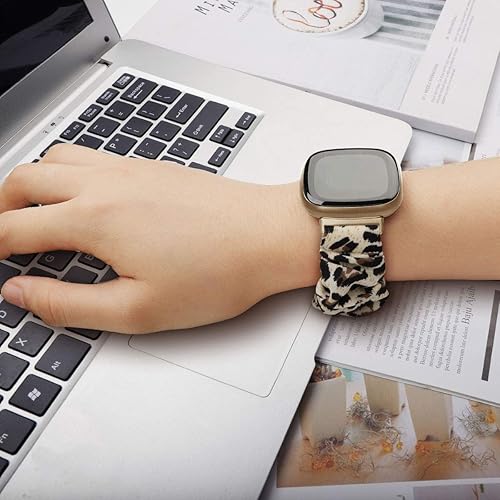 Miniatura 4 de GTHY Compatible con bandas Fitbit SenseVersa 3Versa 4Sense 2, para mujeres, correas de repuesto de tela de coletero, accesorios, talla L y pequeña