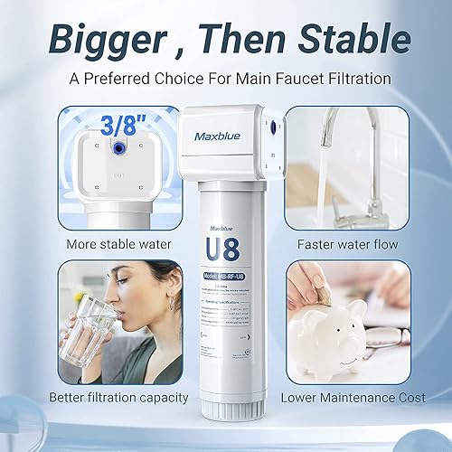 Miniatura 4 de Outlet Maxblue U8-ST - Filtro de agua para debajo del fregadero, 2 años de alta capacidad, reduce el plomo, cloro, metales pesados, mal sabor y