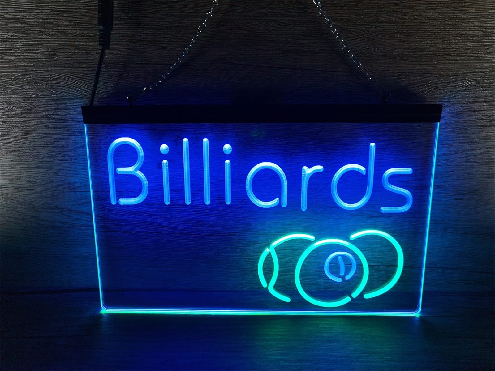 REWIS Insegne al Neon a LED per Sala da Biliardo, luci al Neon dimmerabili alimentate Tramite USB Personalizzate, per Decorazioni Luminose sospese per Club di Biliardo, 40x30 cm,Green Blue,E