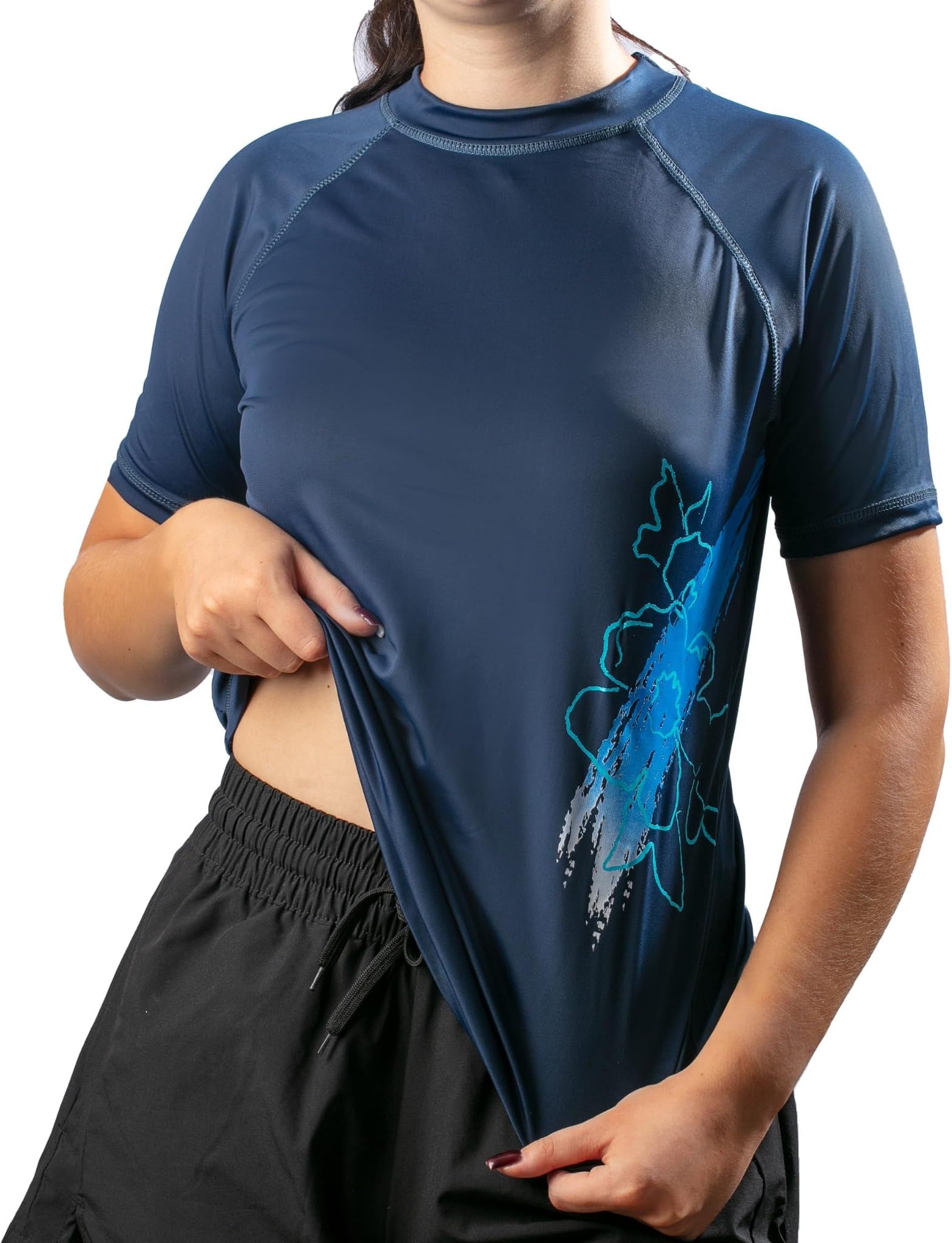 womens Marina Upf 50+ Short Sleeved Active Rashguard & Workout Top