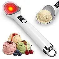 Vabaso Heated Ice Cream Scoop with Removable Battery, Rechargeable Electric Ice Cream Scooper with LED Display, Dishwasher Safe, Heats to 158°F for Hard Ice Cream - Easy for Seniors & Kids