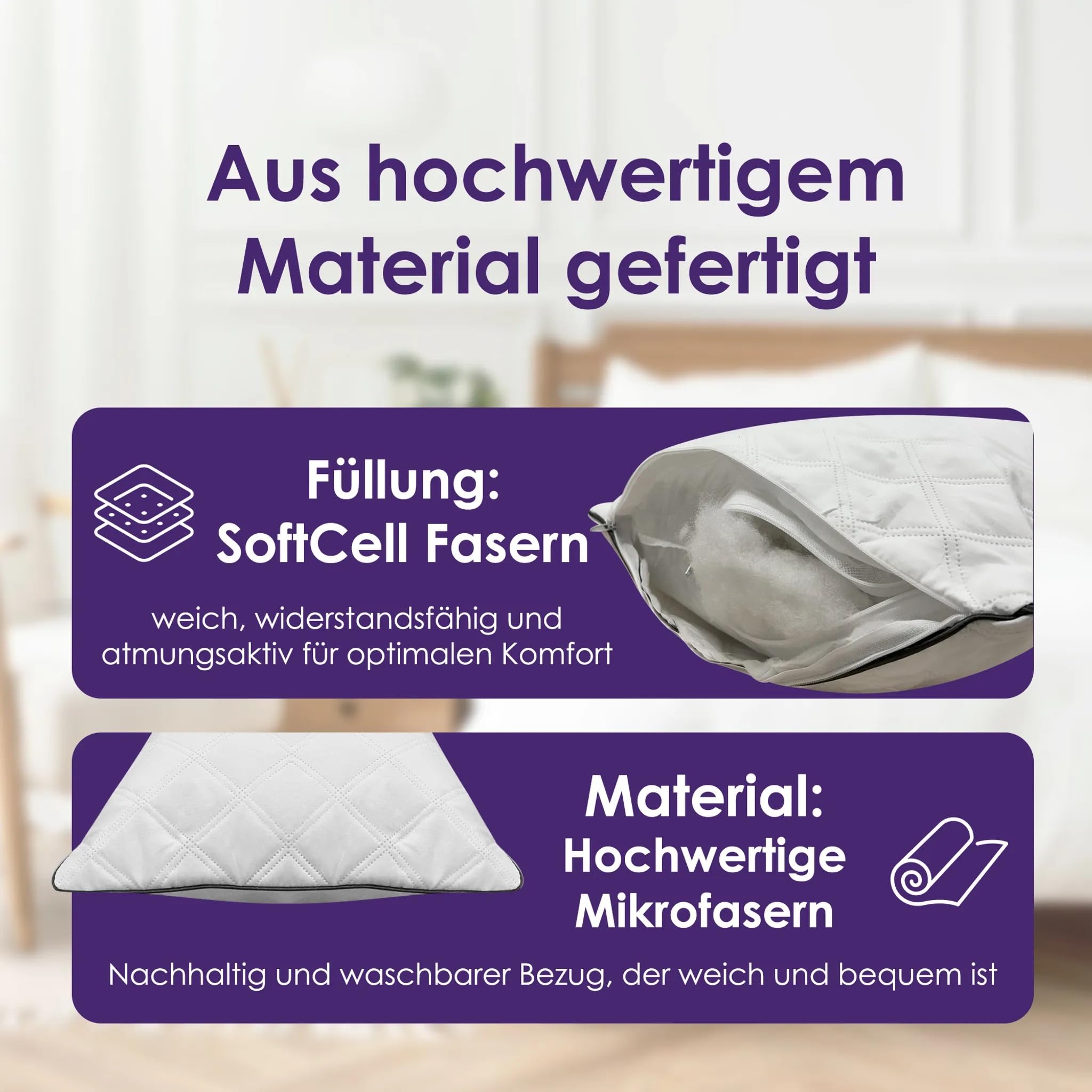 Seitenschläferkissen 40x140cm - Stillkissen & Schwangerschaftskissn [Ultra Memory Foam] Superweiches Kopfkissen für Seitenschläfer [SoftCell-Fasern] - Waschbarer Bezug