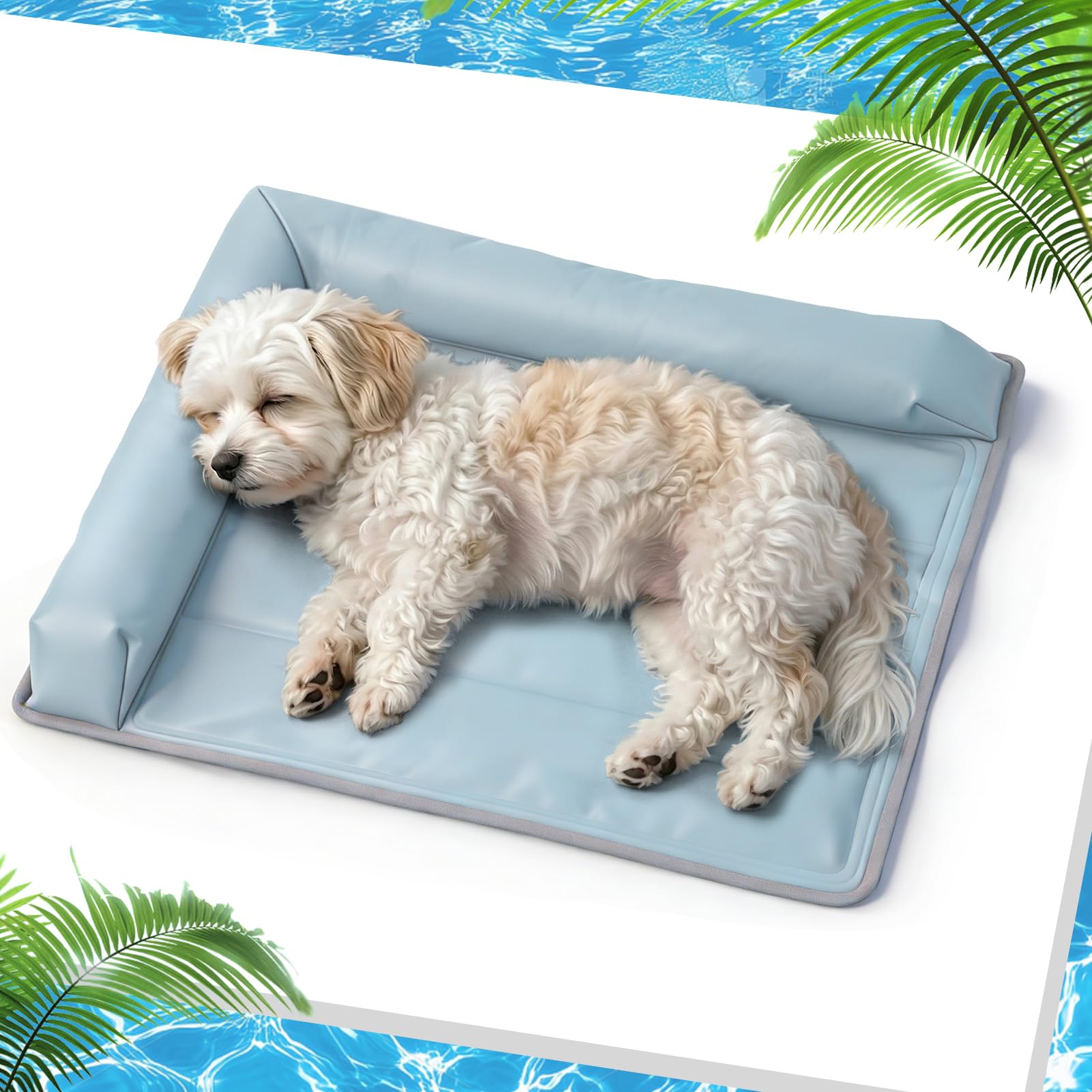 XIAPIA Manta Refrescante para Perros 53x70cm, Alfombrilla Refrescante para Perro y Gatos con Reposacabezas 7cm, Alfombra Fresca Refrigerante, Cama Perro Verano Impermeable para Casa, Coche