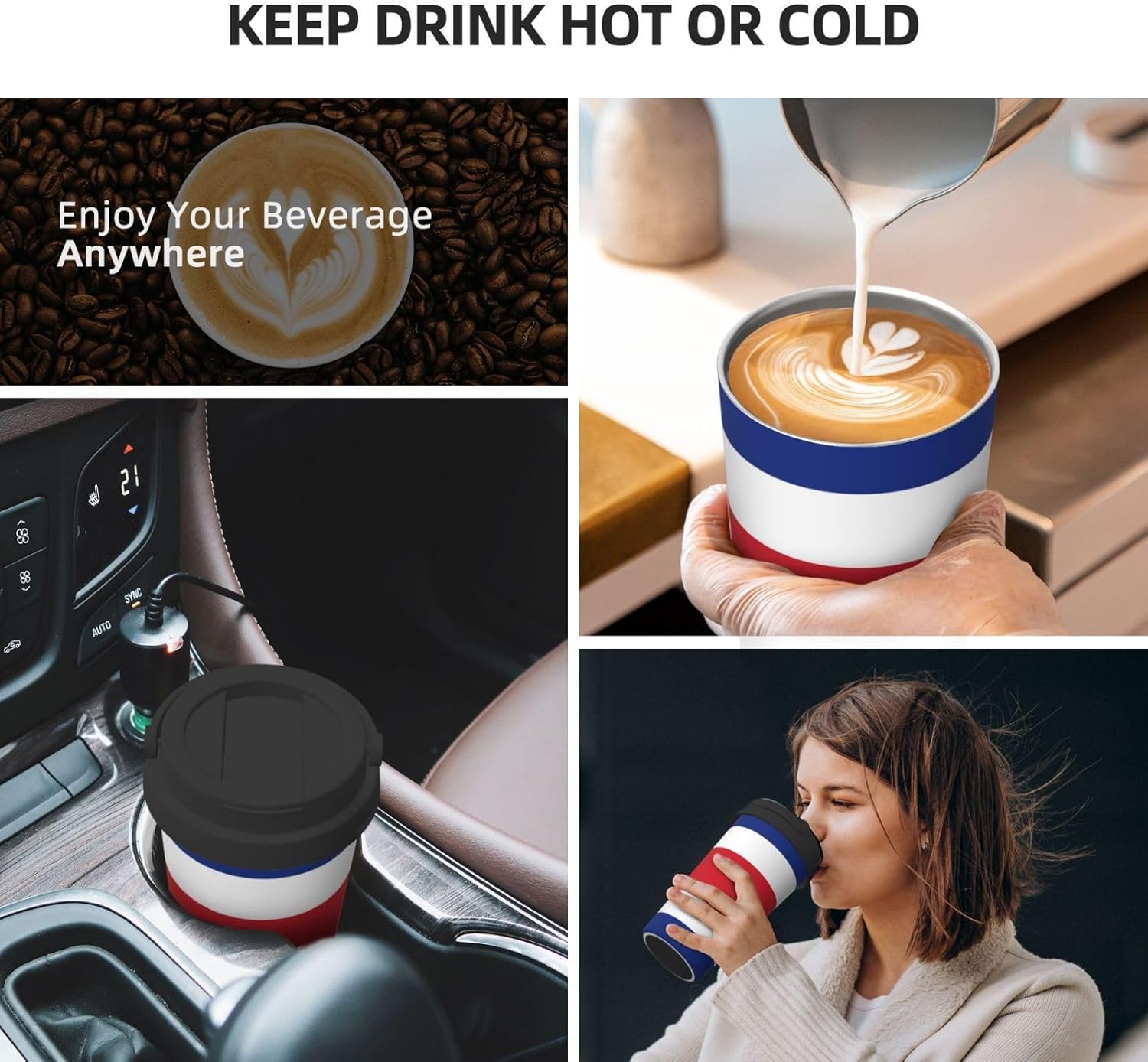 Flag Of Costa Rica Print Double-Layer Carry Insulated Coffee Mug Stainless Steel Travel Cup Multifunctional 10