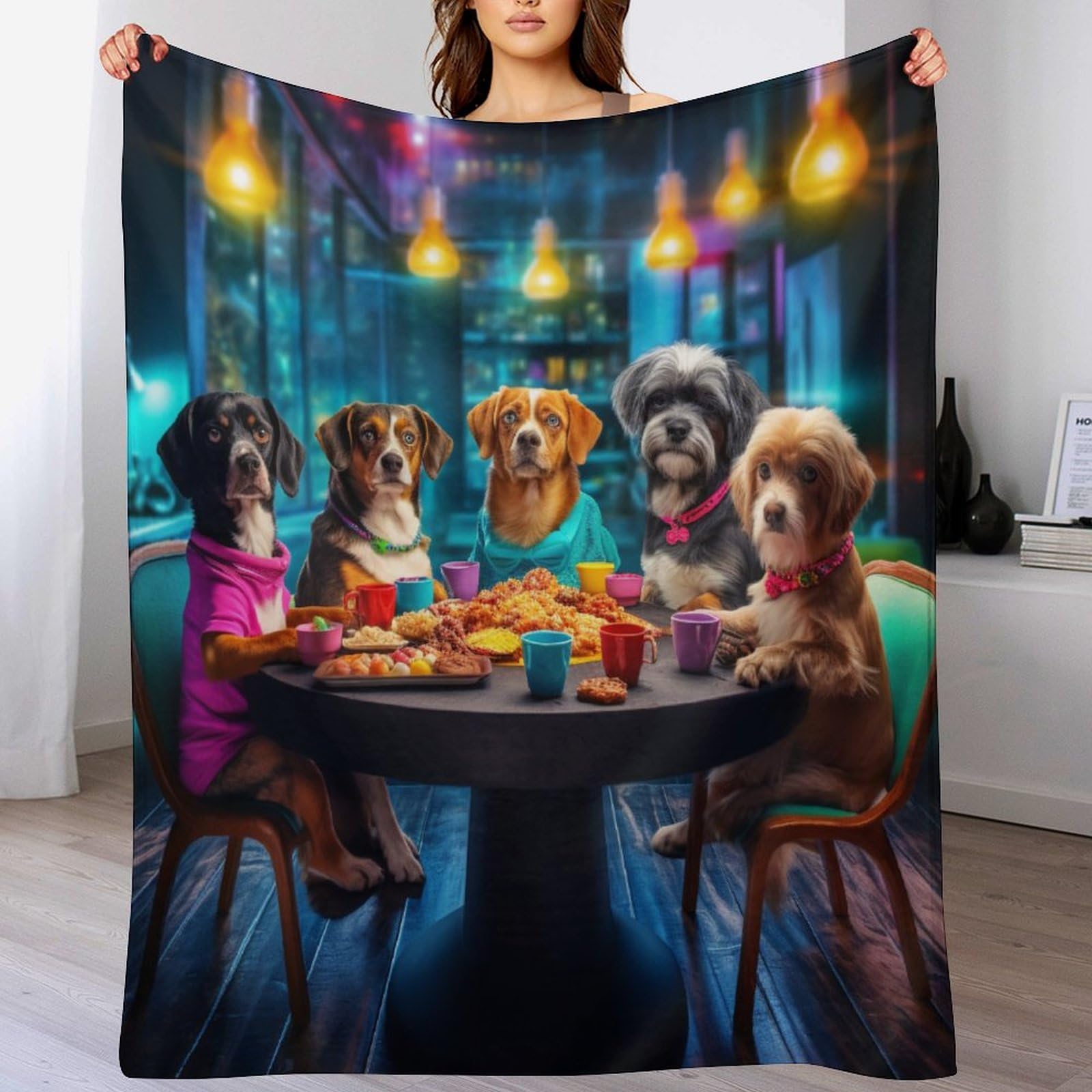 PAZZK Cute Dog Super Soft Throw Blanket Throw for Sofa Couch Bed Fluffy Flannel Fleece Blanket Machine Washable Nap Blanket Bed Spread（130×180cm） — image 1