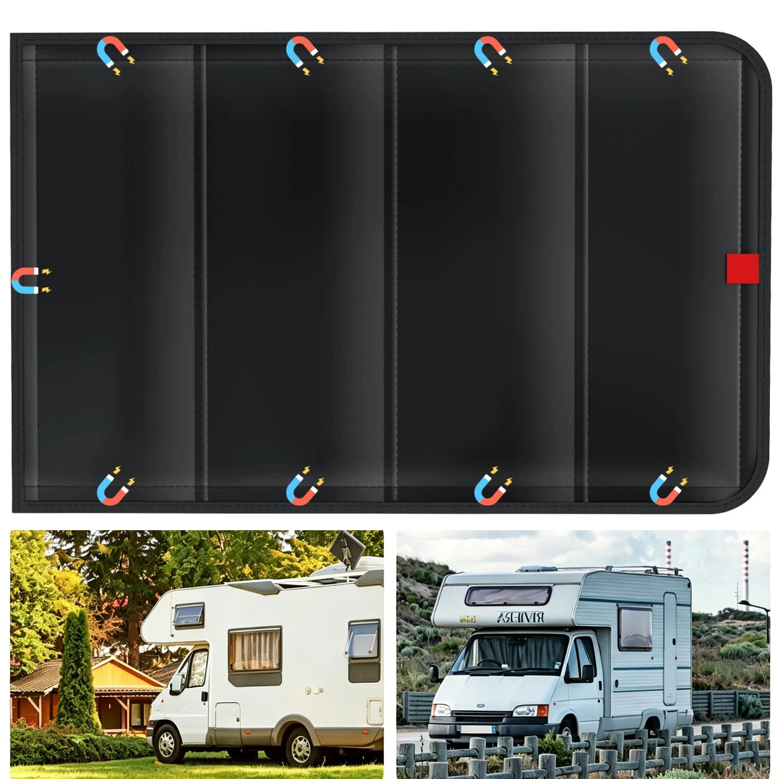 Magnetic RV Door Window Shade - 25" x 16" Foldable Blackout Window Cover