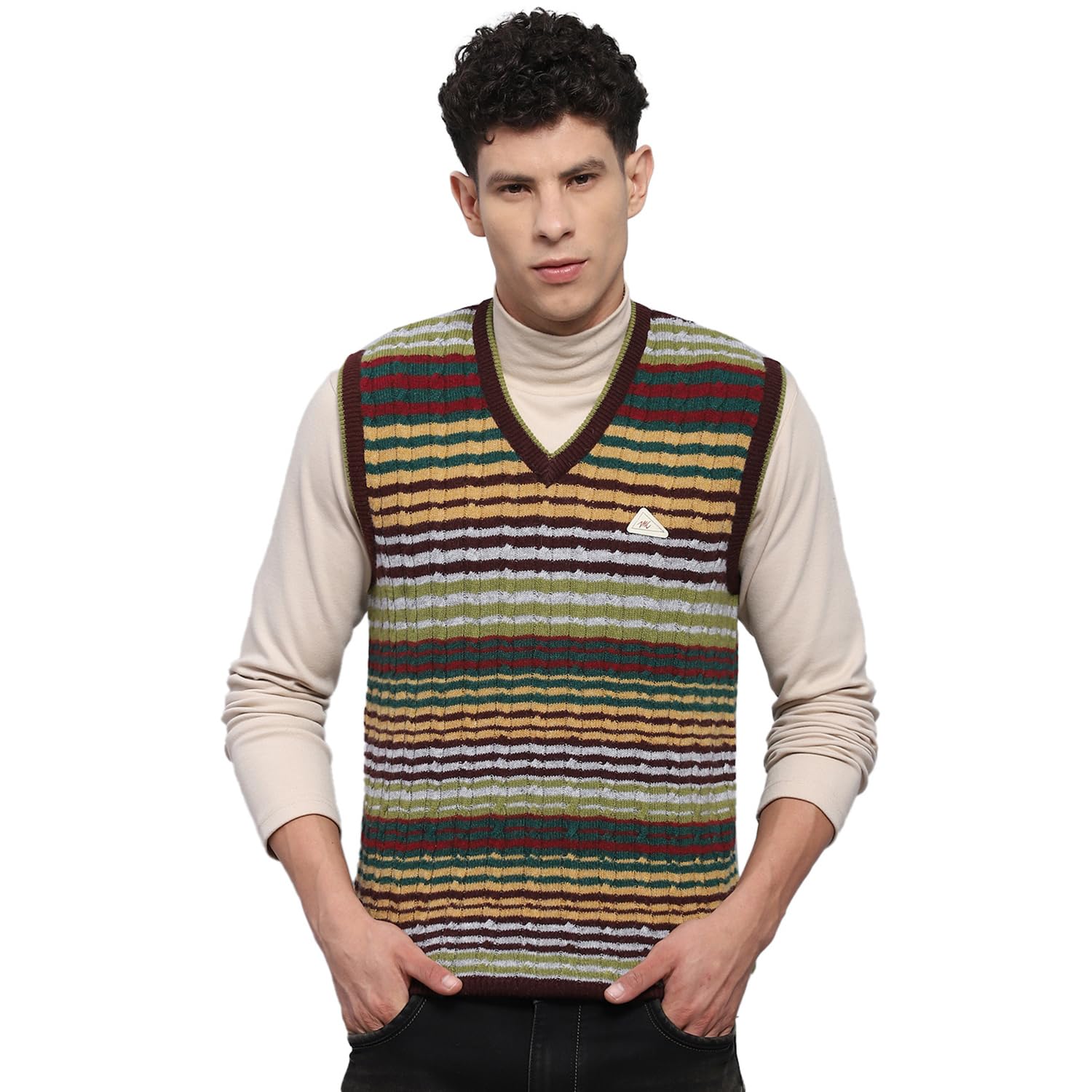 monte carlo Mens Striped V Neck Sleeveless Sweater (1239195SL)-picture-36