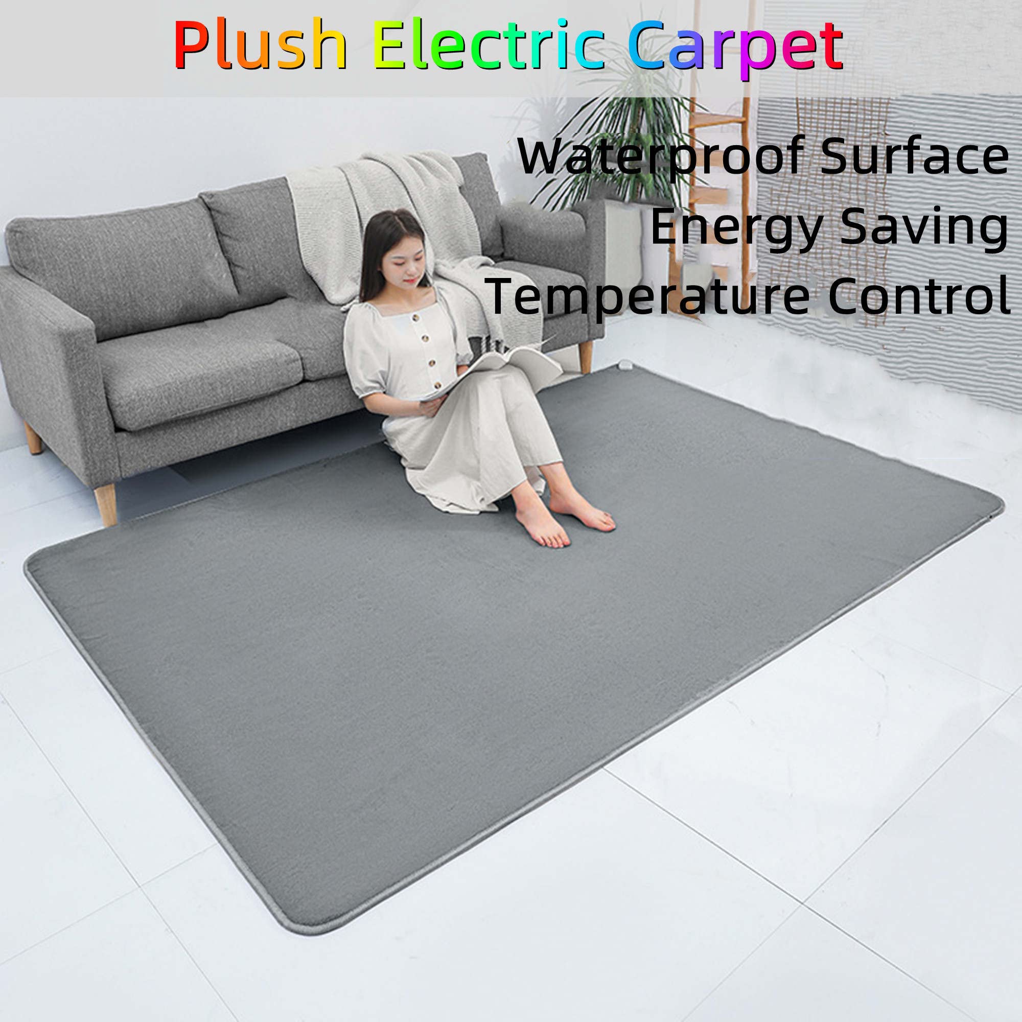 Tappetino Riscaldato Per Pavimento Riscaldato - Riscaldatore Elettrico A Pavimento, Tappeto Morbido Shaggy, Con Termostato Regolabile, Impermeabile, Per Ufficio E Casa,Verde,50Cm*150Cm Comfortable