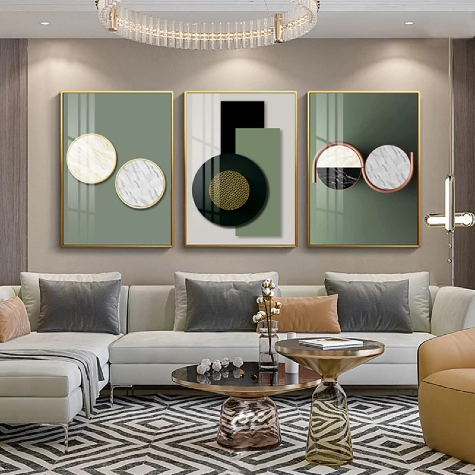 Ymiko Stampa su Tela 3 pezzi/set 40x50 cm Foglie Verdi Acquerello Pittura Botanica Moderna per Decorazione Parete Soggiorno, Camera da Letto, Ufficio