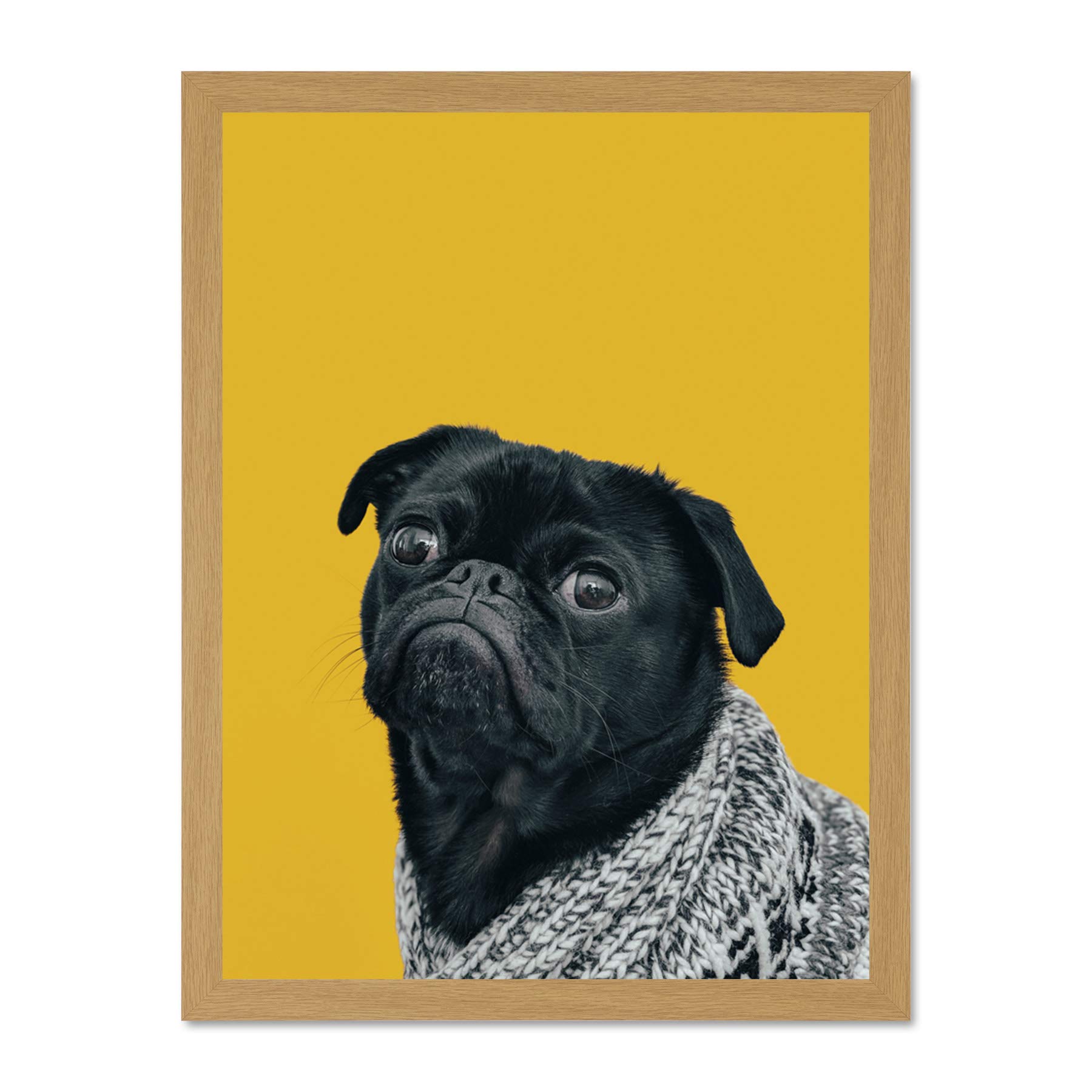 Deluvio Pug Dog Puppy In Sweater Large Framed Art Print Poster Wall Decor 18x24 inch