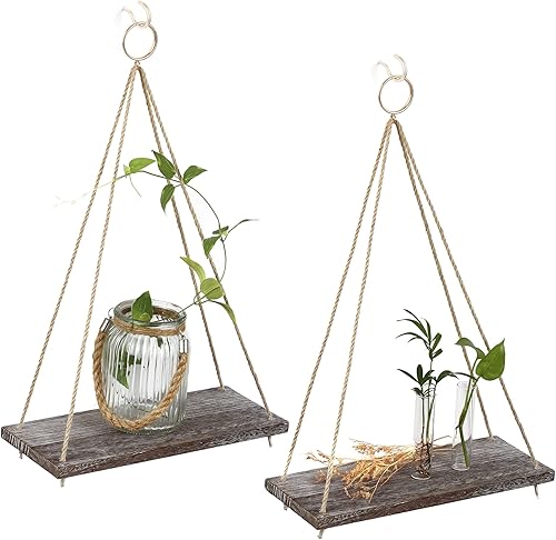 MITIME Estantes colgantes para pared y ventana para plantas de interior, estantes de pared flotantes para dormitorio, baño, sala de estar, estante