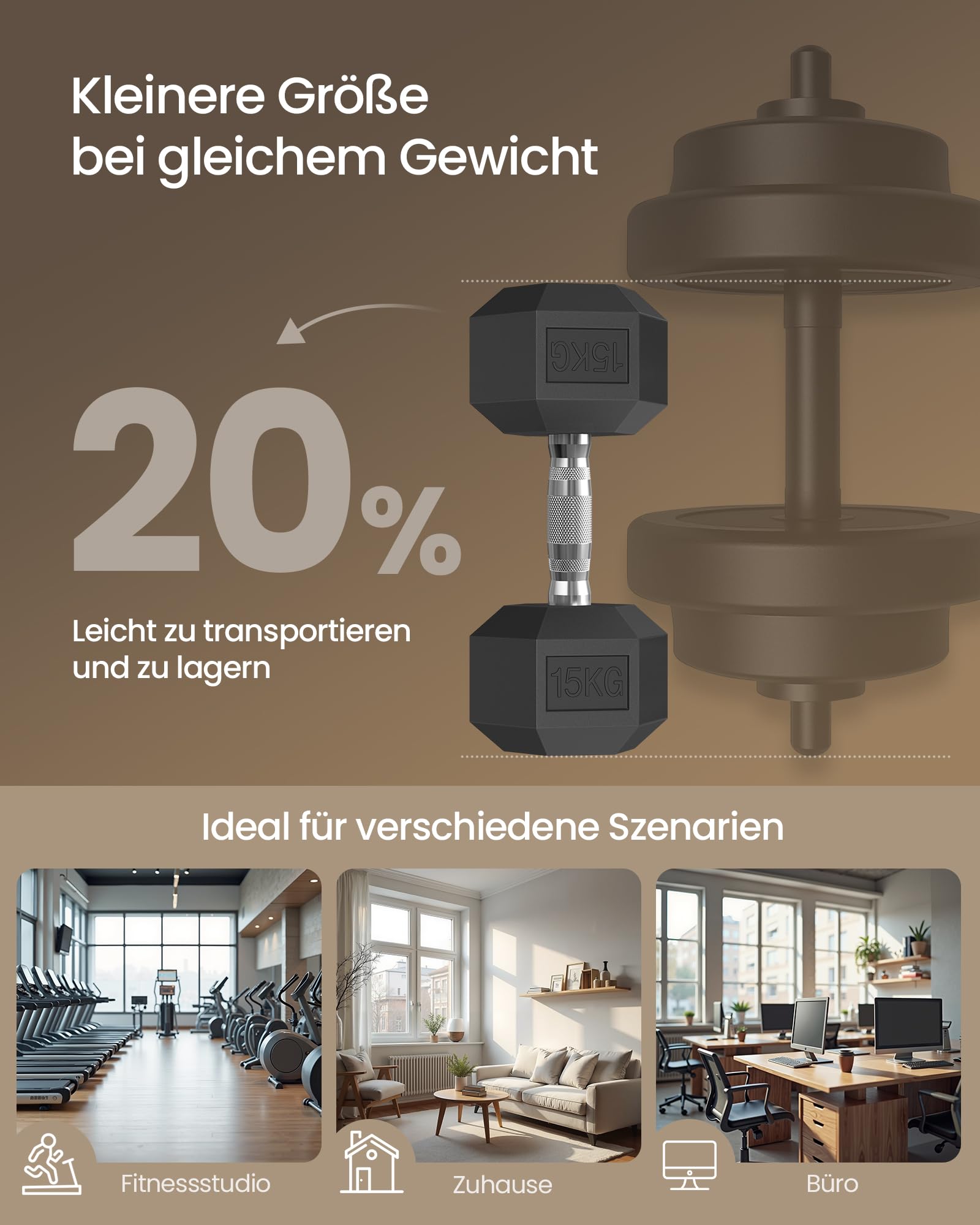 SONGMICS Kurzhanteln 10 kg, 12,5 kg, 15 kg, 20 kg,Hexagon Hanteln aus Gusseisen