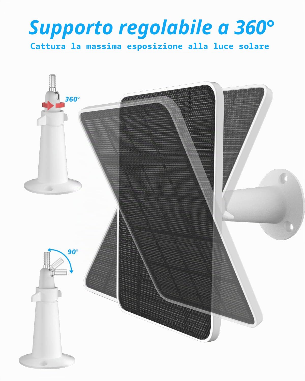 Caricatore del modulo solare, compatibile con Arlo Ultra/Ultra 2/per 4/per 3 telecamera di sicurezza dei proiettori, celle solari da 5 V/4 W, caricabatterie IP65, staffa regolabile, 3 pacchetti