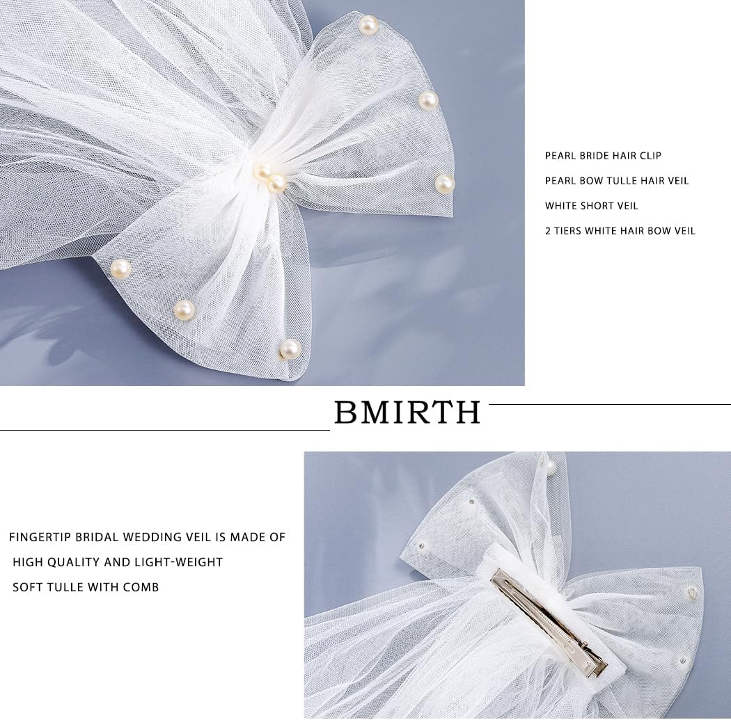 Short Bow Veil Bridal Wedding Veil First Communion Veils Hair Accessories for Women(Bow veil)