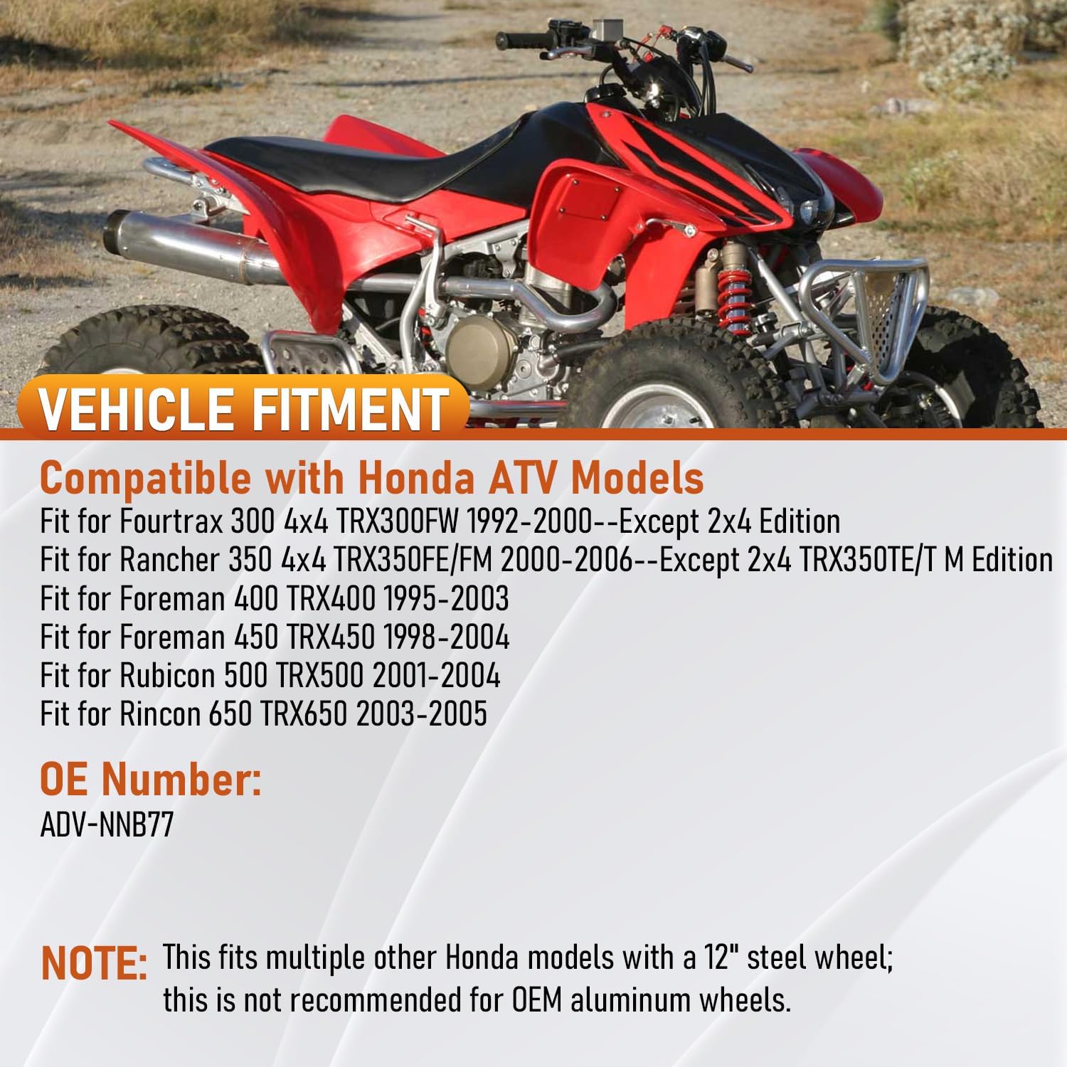 ADV-NNB77 Front Disc Brake Conversion Kit Fits for Honda Fourtrax 300 4x4; for TRX300FW 4x4; for Rancher 350 4x4; for Foreman 400 450 4x4; for Rubicon 500 4x4; for Rincon 650 4x4