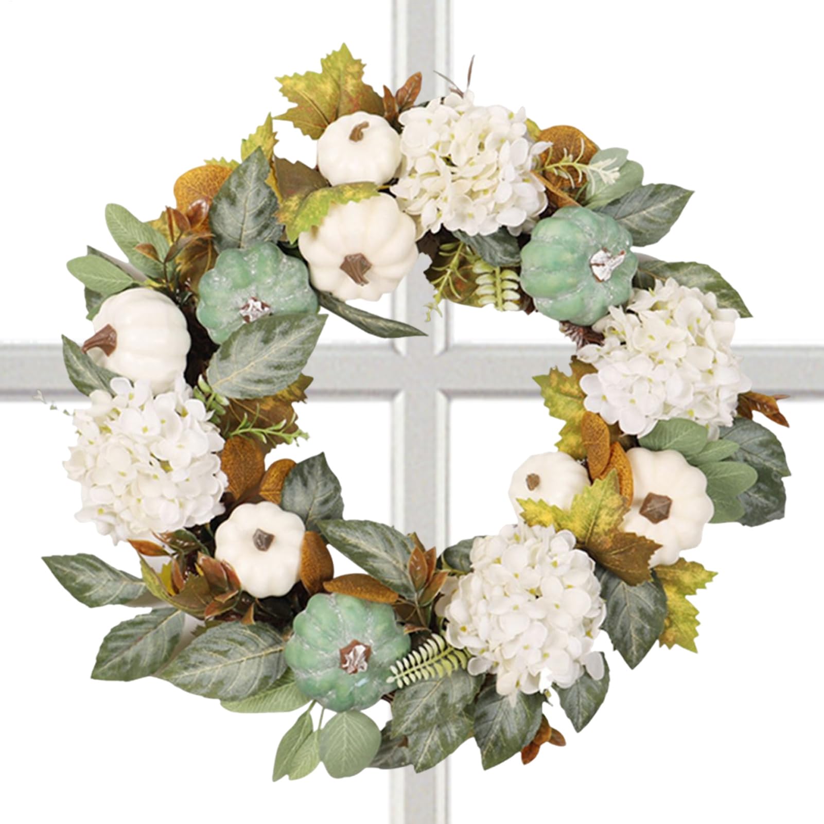 Couronne automnale pour porte entrée maison Thanksgiving fleurs érable 46cm