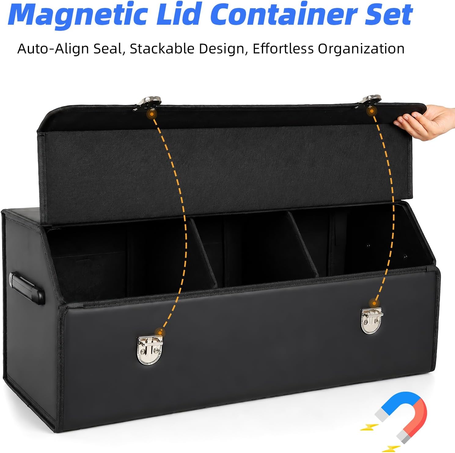 Car Trunk Organizer with Sturdy Faux Leather Lid - 29.5 inches image 3