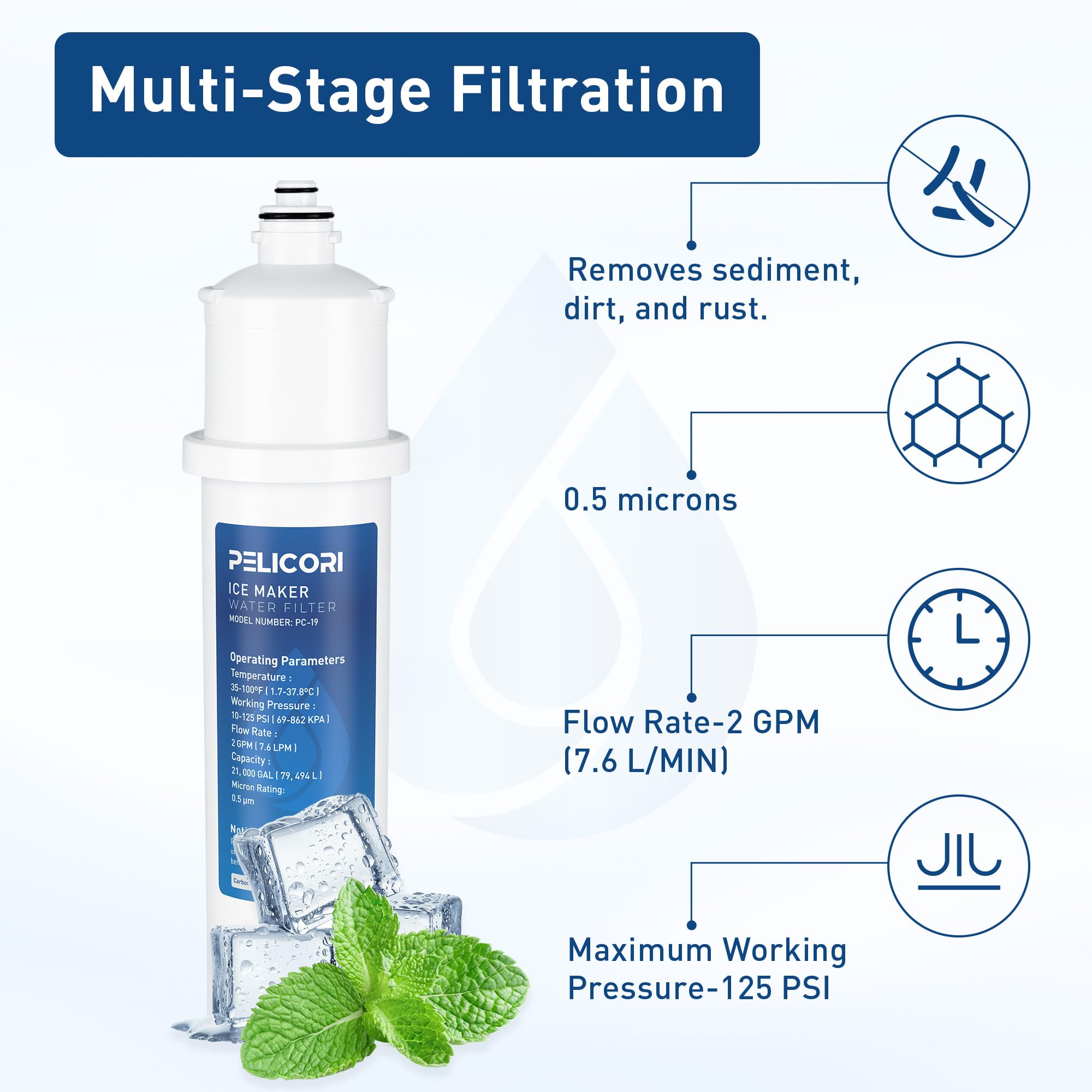 PeliCori 4HC-H Water Filter, Replacement for H9655-11, Compatible with Hoshizaki Filtration Manifolds H9320-51, H9320-52, and H9320-53 (1 Pack)