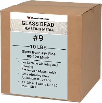 Glass Bead #9 Sand Blasting Media - Fine Size - 80-120 Mesh for Sandblasting 10lbs