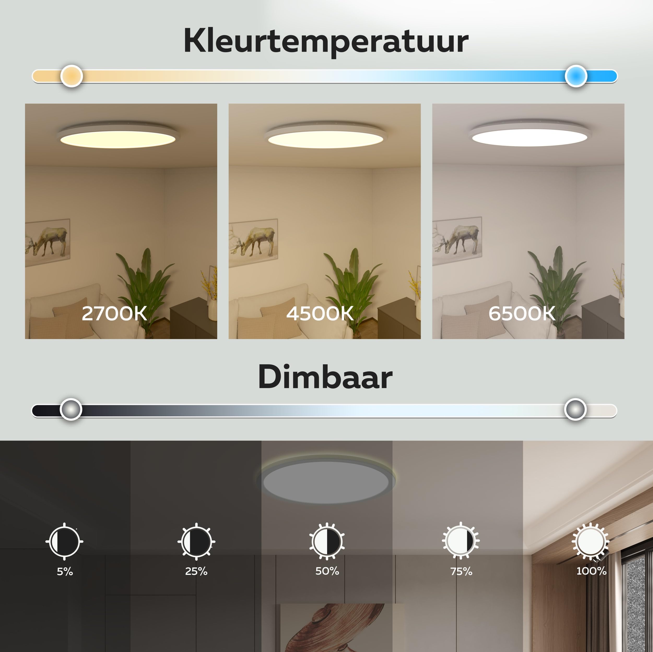 CALEX Smart LED Deckenleuchte Halo, 40 cm, RGB-Farben & kalt- bis warmweiß Licht, dimmbar, WLAN App- & Sprachsteuerung, Weiß