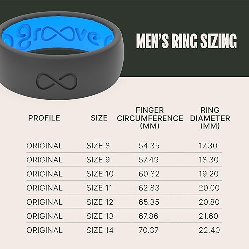Miniatura 5 de Groove Life - Anillo de boda de goma transpirable para hombres, de silicona sólida, diseño único, cobertura de por vida, anillo de ajuste cómodo