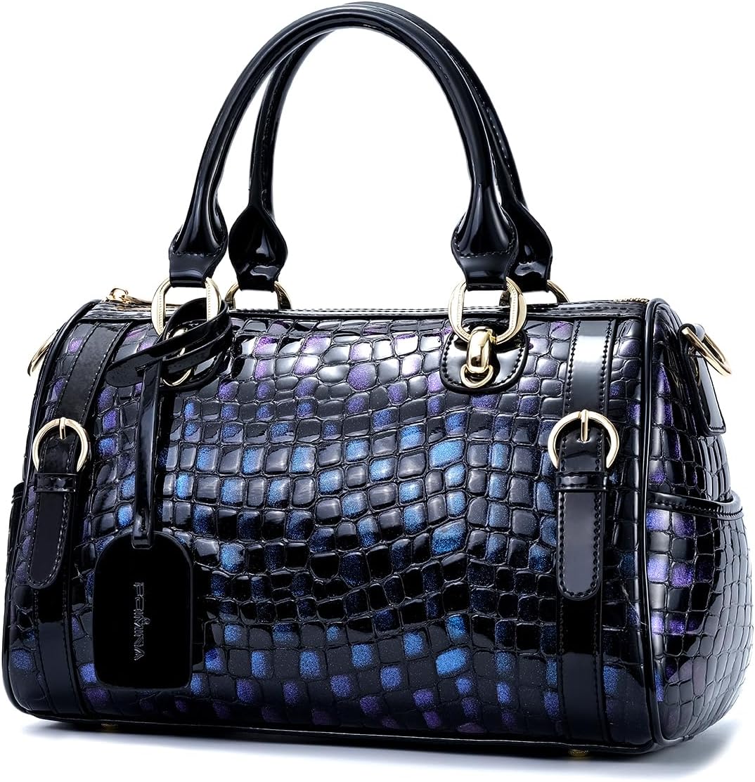 Medium Genuine Leather Shoulder Bags Purses Handbags for Women,Patent Leather Handbags,Leopard Print Crossbody Bags