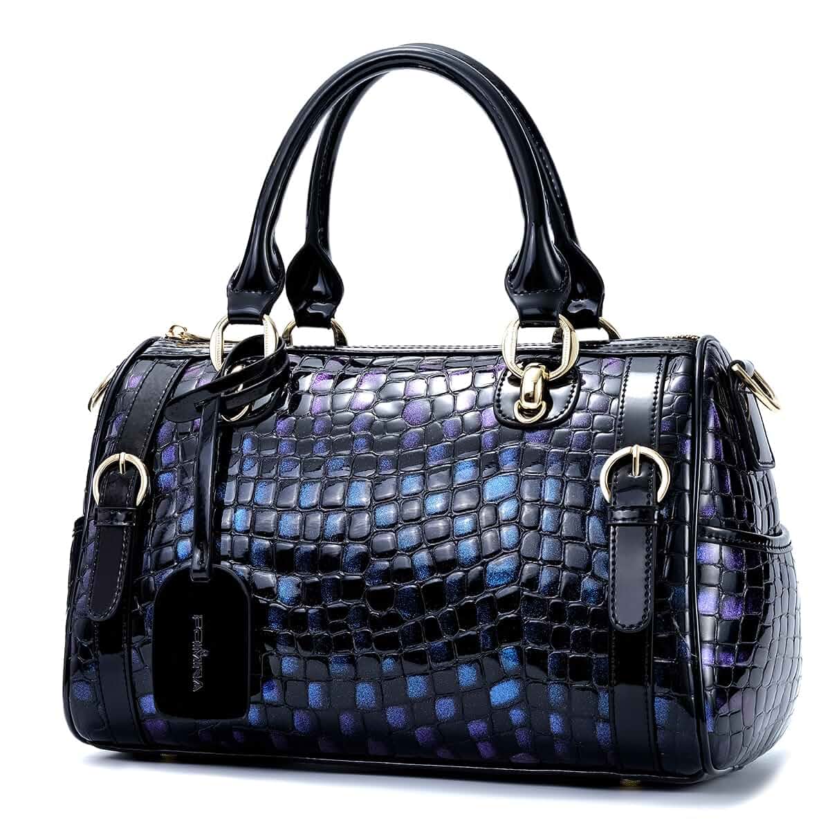 Genuine Leather Crossbody Handbag Tote Shoulder Bag Purse for Women Patent Leather Finish | 3-Way Use | 7 Pockets & 5L Capacity | Adjustable Strap | Lightweight 2.2lbs | Premium Gift for Her