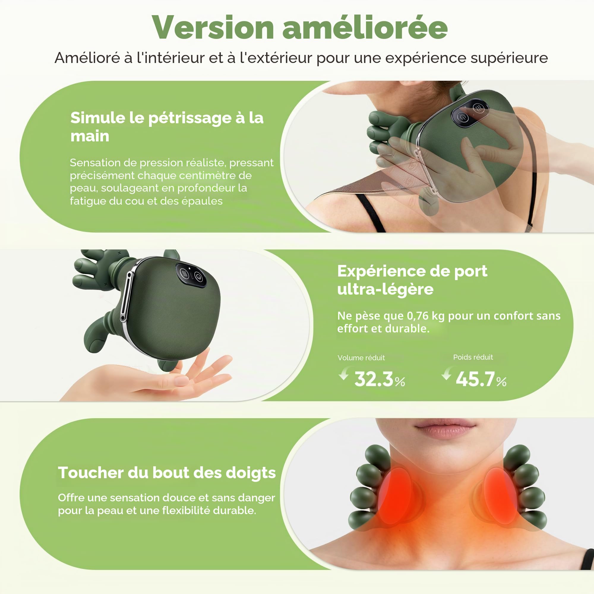 Appareil De Massage Cervical, Masseur Cervical 4d | Doté De Trois Modes De Pétrissage Et De Deux Réglages De Chaleur,Cadeaux pour Père, Mère et Amis