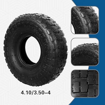 Set of 2 4.10/3.50-4 Tire and Inner Tube, Premium Rubber Wheelbarrow Replacement Parts for Hand Truck Lawn Mower Dollies Wagon Dolly Trailers Go kart