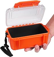 Hlotmeky Small Waterproof Dry Box for Kayak Boat Fishing - Orange Watertight Case with Foam Padding & Floatable Design